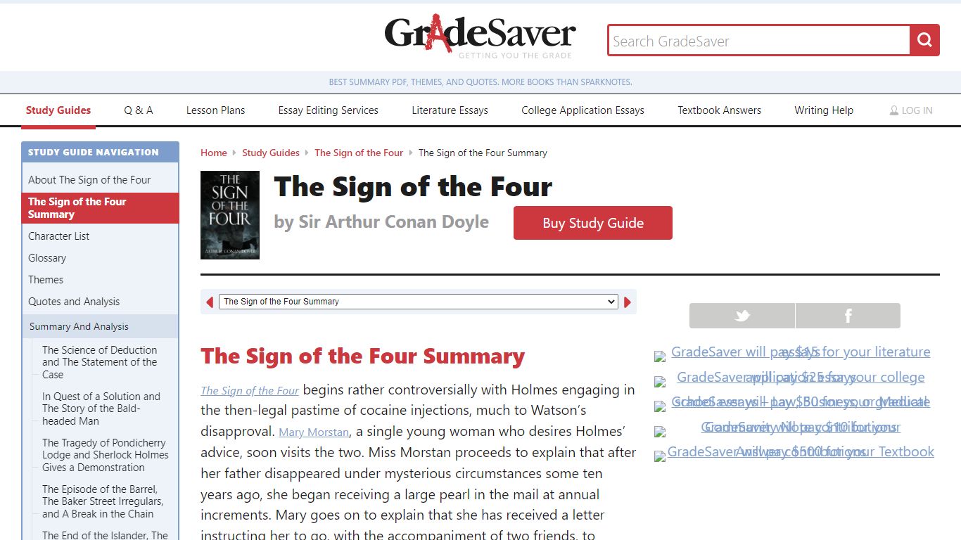 The Sign of the Four Summary | GradeSaver